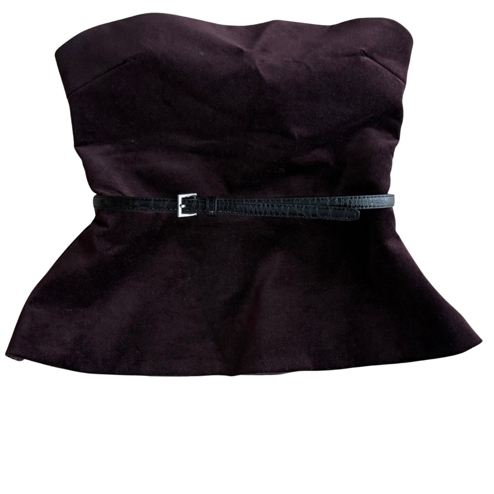 Zara Dark Burgundy Strapless Top with Black Belt